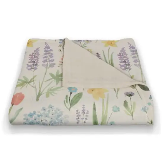 Floral Meadows Coral Fleece Blanket {3}