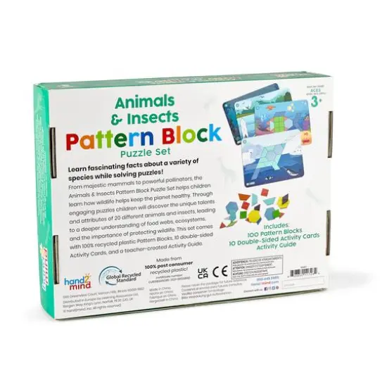 Hand2mind&reg; Animals & Insects Pattern Block Puzzle Set {4}