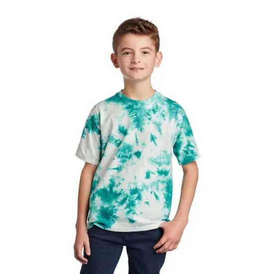 Port & Company&reg; Crystal Tie-Dye Youth T-Shirt Teal {4}