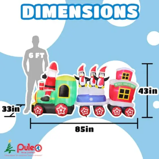 7ft. Inflatable Christmas Train with Warm White LED Lights {7}