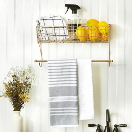 DII&reg; Large Farmhouse Towel Rack Gold {6}