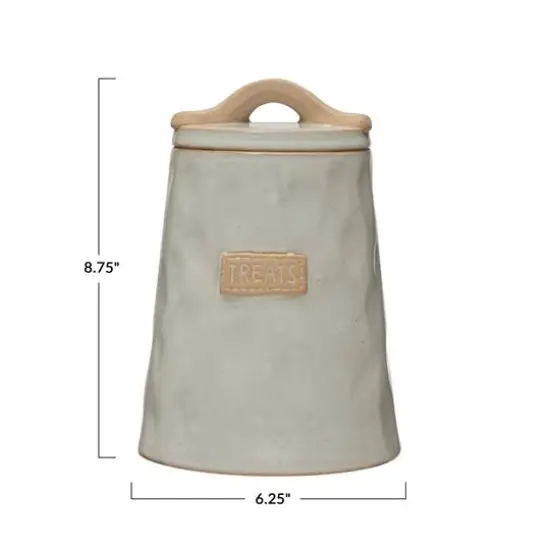 Hello Honey&reg; 9" White Stoneware Pet Treat Canister with Lid {5}