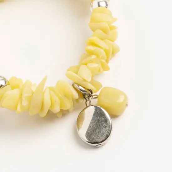 John Bead New Jade Green Natural Stone 2-Strand Bracelet with Circle Charm {3}