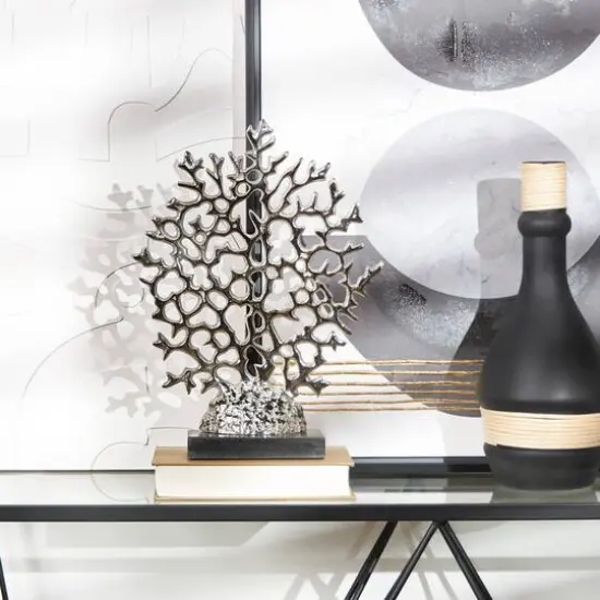 16.25" Silver Coastal Coral Tabletop Sculpture {3}