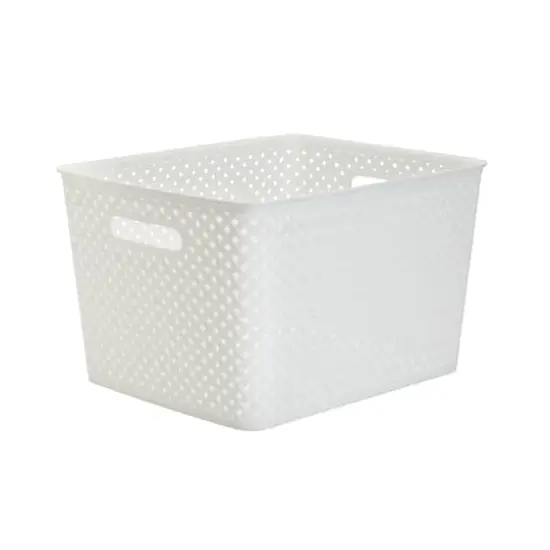Simplify Large Wicker Storage Bin White {5}