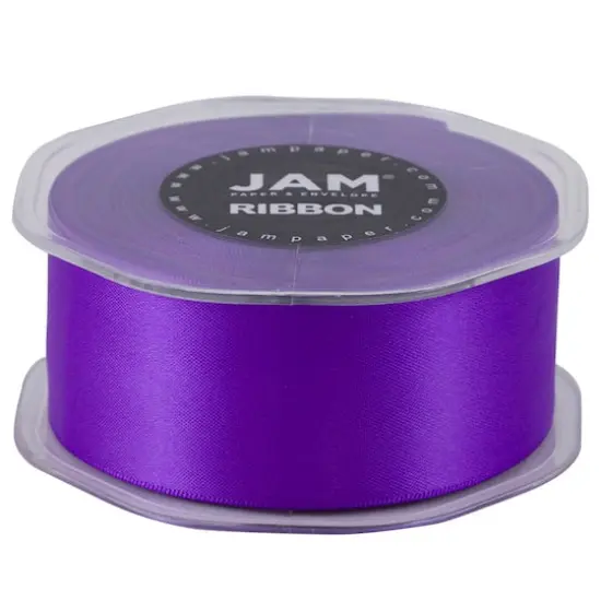 JAM Paper 1.5" x 25yd. Double Faced Satin Ribbon Purple {6}