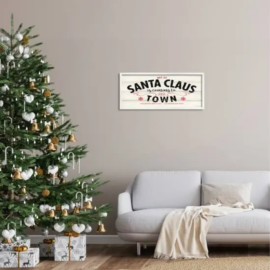 Stupell Industries Santa Claus Coming To Town Rustic Framed Giclee Art White {3}