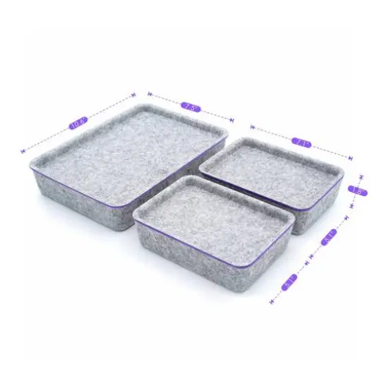 Welaxy Felt 3 Piece Drawer Organizer Bins with Lids Purple {7}