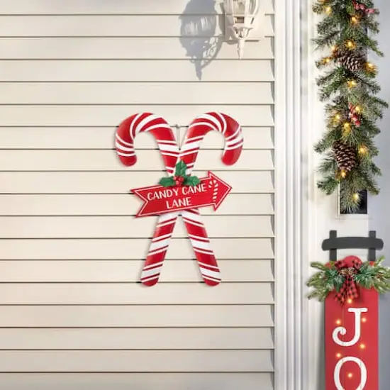 Glitzhome&reg; 30" Metal Christmas Candy Cane Yard Stake {6}