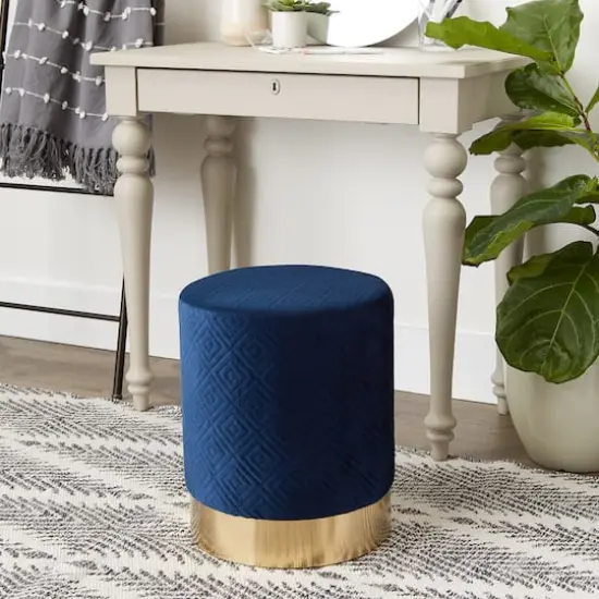 16.5" Navy Blue Velvet Stool {4}