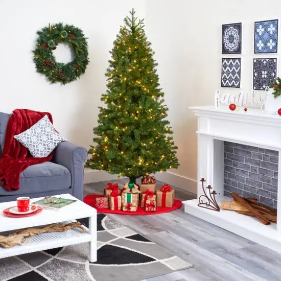 6.5ft. Pre-Lit Vancouver Spruce Artificial Christmas Tree, Warm White LED Lights {9}