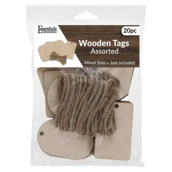 Essentials by Leisure Arts Flat Shapes Wood Tags, 20ct. {1}