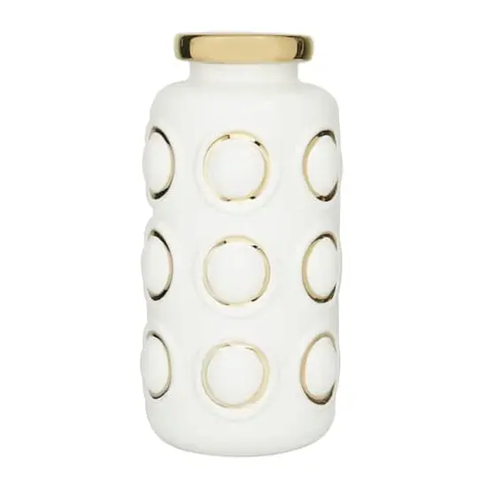 White Stoneware Contemporary Vase, 12" x 6" x 6" {3}