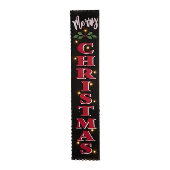 Glitzhome&reg; 3.5ft. LED Black Christmas Porch Sign with Timer {1}