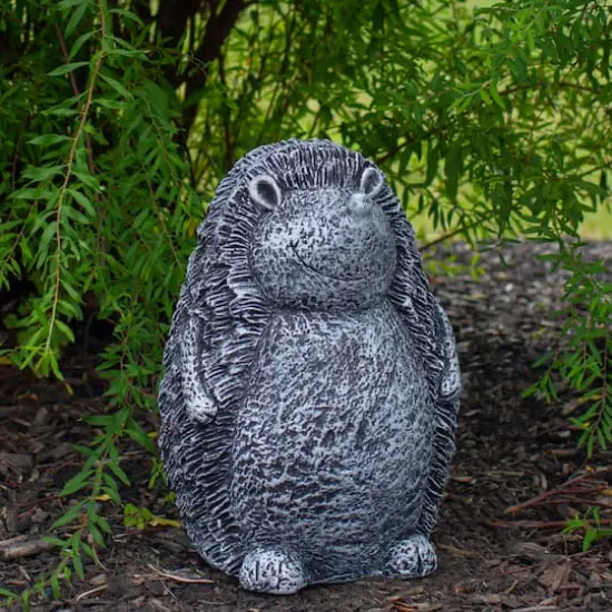 15" Gray Standing Hedgehog Outdoor Garden Statue {3}