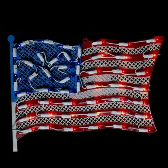 14" July 4th American Flag Lighted Window Silhouette Decoration {3}