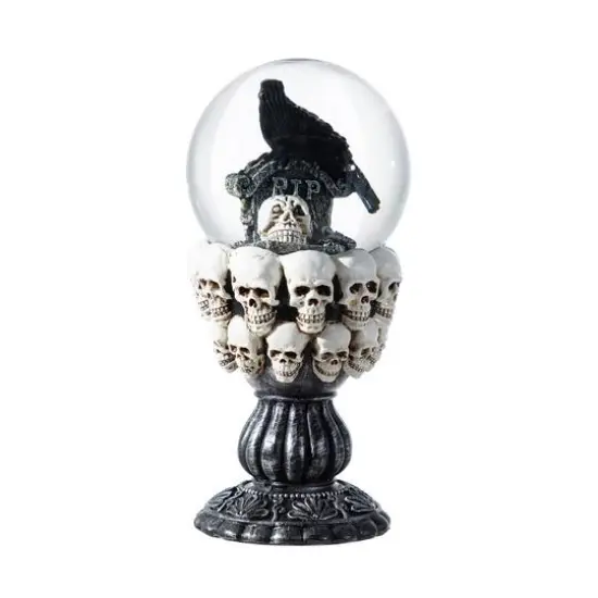 Glitzhome&reg; 100mm 7.25"H Halloween Resin Stacked Skull Waterglobe {7}