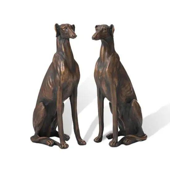 Glitzhome&reg; 30.25" Bronze Sitting Greyhound Dogs, 2ct. {1}