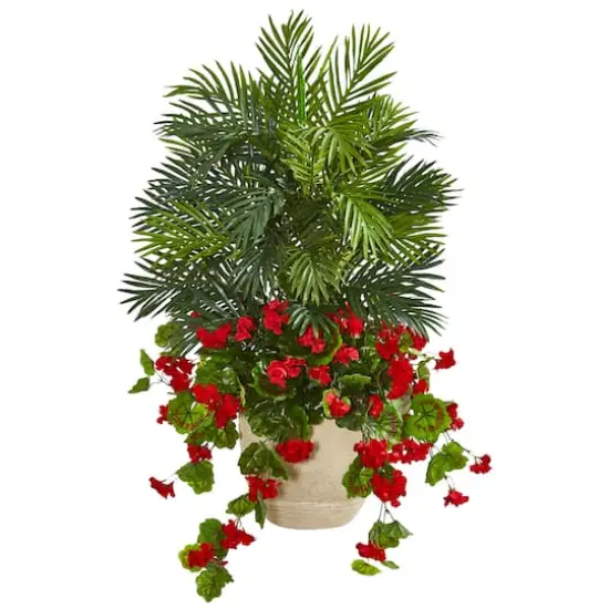 3.5ft. Geranium & Areca Palm Artificial Plant {1}