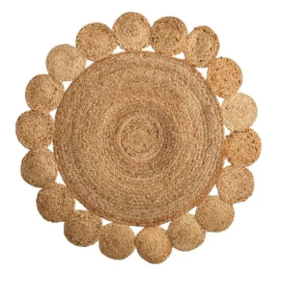 3ft. x 3ft. Hand Braided Mandala Jute Round Rug {1}