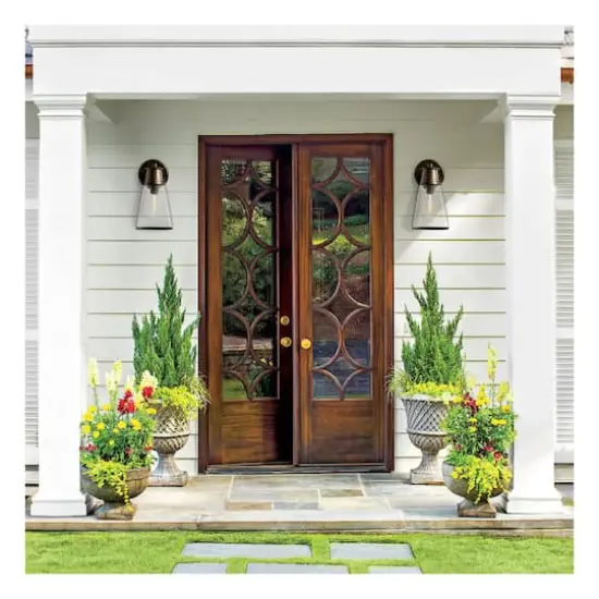 Hello Honey&reg; Robert Stevenson Lighting Jaxon 13.5" Metal & Seedy Glass Outdoor Wall Sconce Aged Tuscan {4}