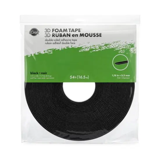 iCraft Black 3D Foam Tape&trade; Roll, 54ft. {6}