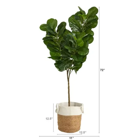 6ft. Fiddle Leaf Fig Artificial Tree in Handmade Natural Jute and Cotton Planter {3}