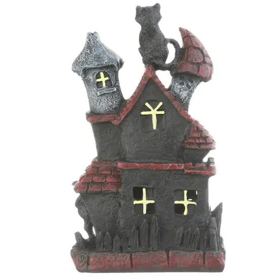 7" Black Cats Haunted House with LED Light {6}