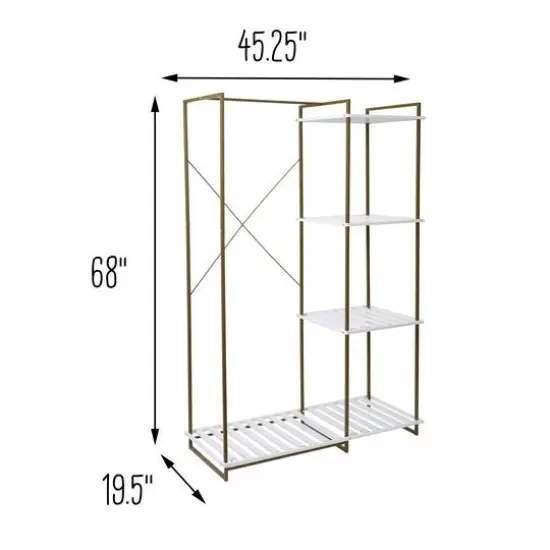 Honey Can Do Olive & White Freestanding Open Metal Closet Wardrobe {10}