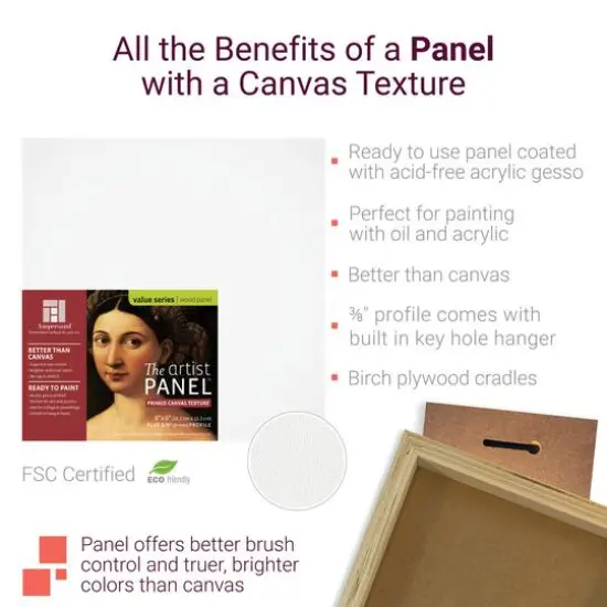 Ampersand&trade; The Artist Panel&trade; 4" x 4" Cradled Primed Wood Panel {6}