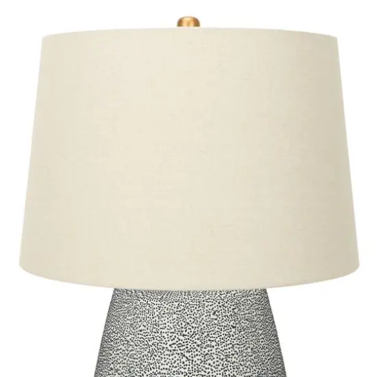 Hello Honey® 26'' Textured Blue Glaze Ceramic Table Lamp with Natural Linen Shade {5}