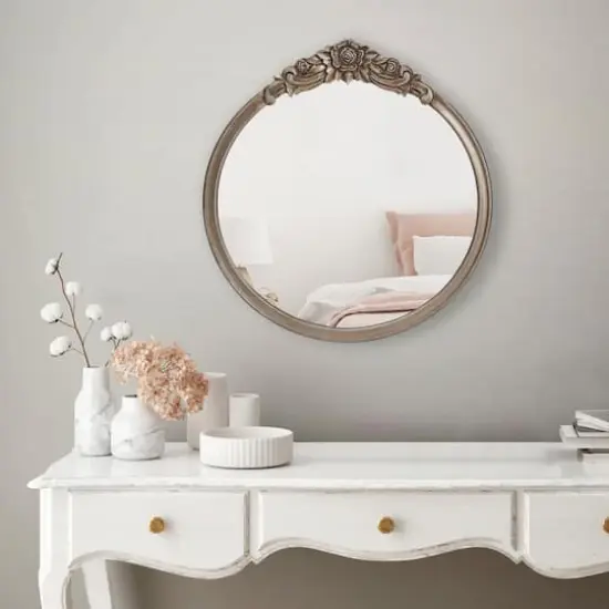 Habitat Alaric 21.5" Pewter Rosette Framed Mirror {3}