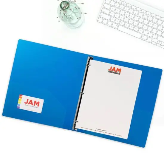 JAM Paper Glass Twill Plastic 3-Ring Binder Blue {7}