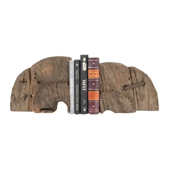 Hello Honey&reg; Found Wood Wheel Cog Bookends Set {6}