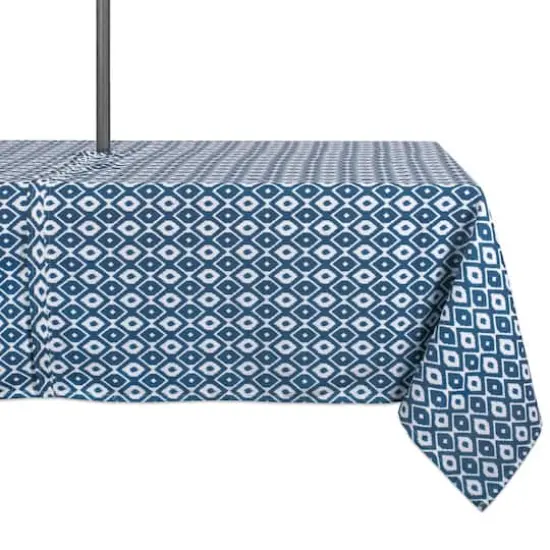 DII&reg; 120" Blue Ikat Outdoor Tablecloth with Zipper {1}
