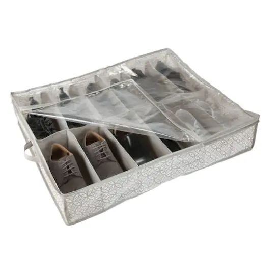 Simplify Gray 12 Pair Boho Print Under the Bed Shoe Storage Bag {1}