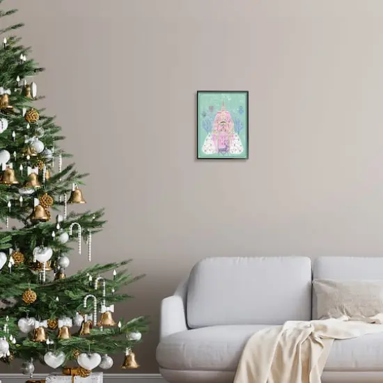 Stupell Industries Pastel Holiday Snowy Architecture Framed Giclee Art Black {3}