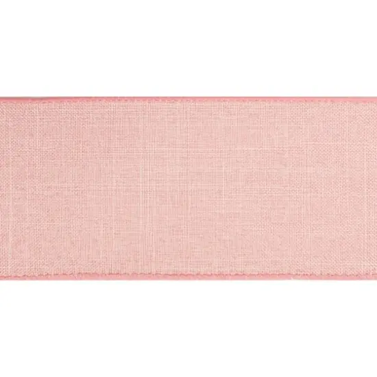2.5" x 25ft. Faux Linen Wired Ribbon by Celebrate It&trade; D&eacute;cor Blush {4}