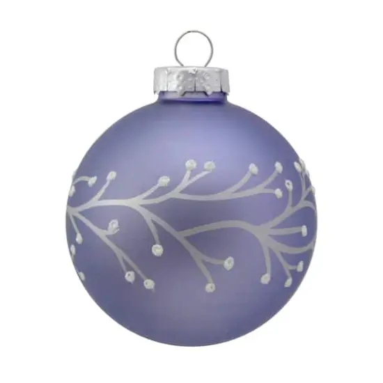 4ct. 2.5" Matte Purple Glass Ball Ornaments with Branch Design {5}