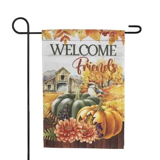 18" x 12.5" Welcome Friends Fall Harvest Outdoor Garden Flag {1}
