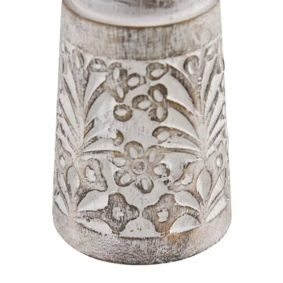 Brown Mango Wood Natural Candle Holder Set {5}