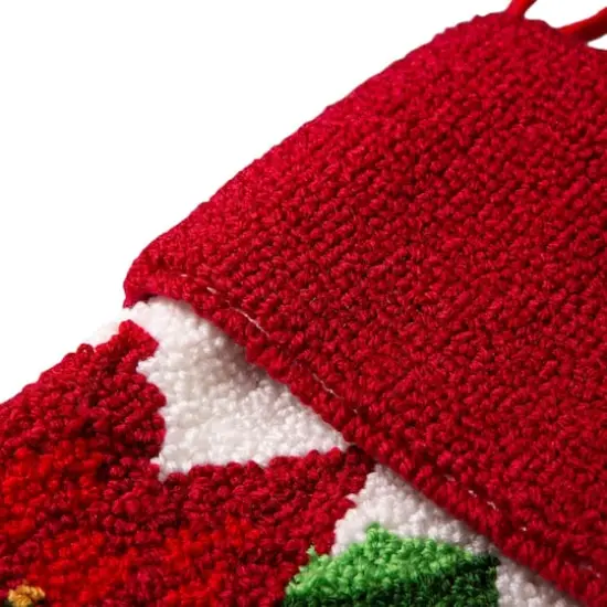 Glitzhome&reg; 21" Poinsettia Hooked Stocking {5}