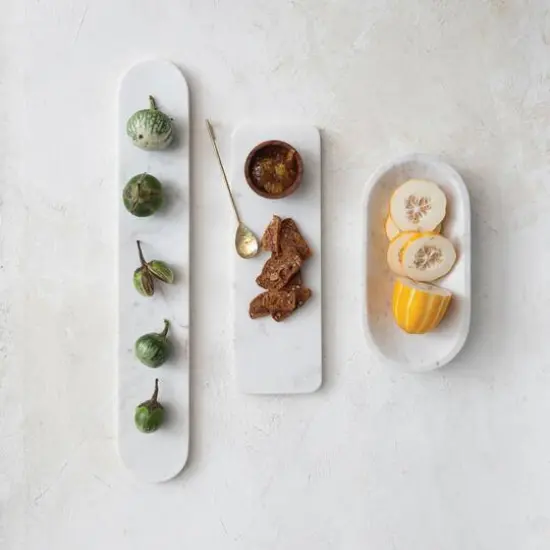 Hello Honey&reg; 15" White Modern Marble Charcuterie Board with Brown Acacia Wood Bowl {3}