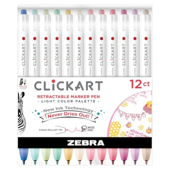 Zebra ClickArt Light Colors Retractable Marker Pen Set {1}