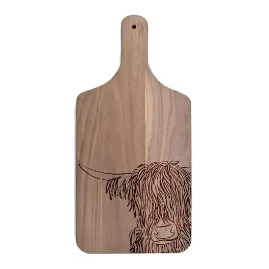 8" x 17" Wash Up Cow Sketch Walnut Paddle Cutting Board {1}