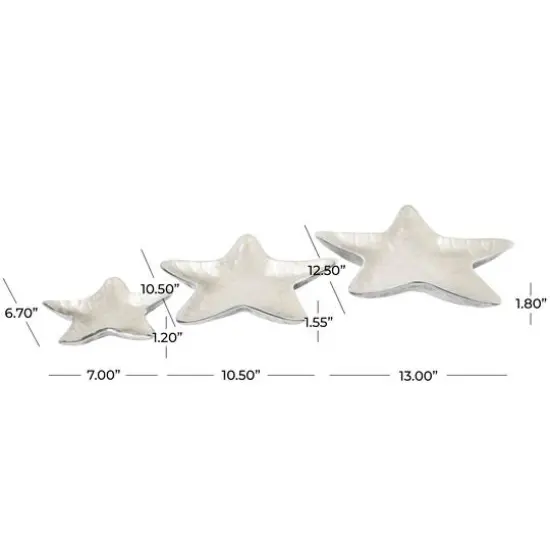 White & Silver Handmade Starfish Enameled Aluminum Decorative Bowl Set {5}