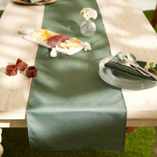 DII&reg; 72" Tonal Lattice Print Outdoor Table Runner Artichoke {5}