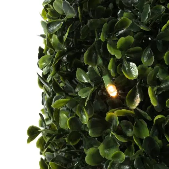 20" Pre-Lit LED Boxwood Cube Stand {4}