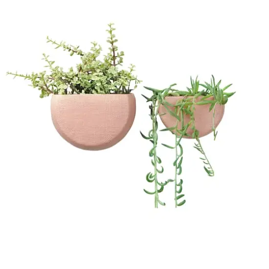 Hello Honey&reg; Stoneware Wall Planters Set Pink {5}