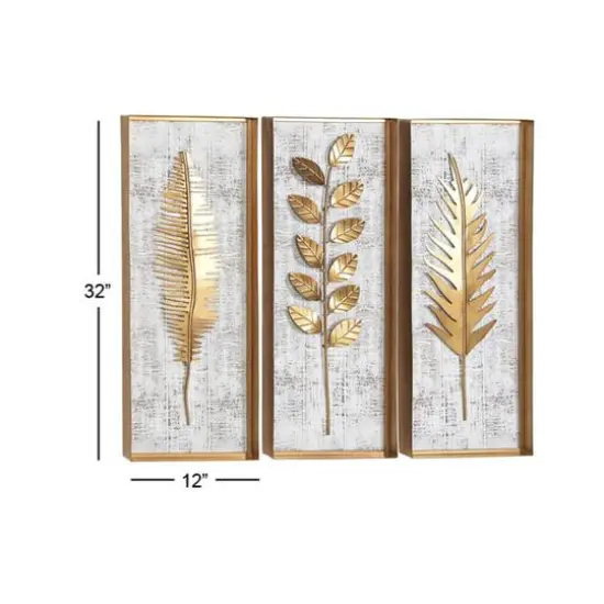 32" Gold Contemporary Floral Wall D&eacute;cor Set {8}